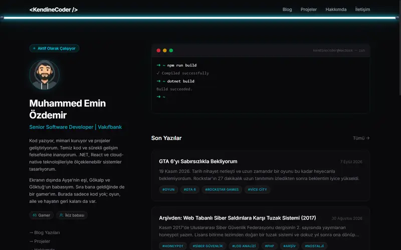 Kendine Coder home page