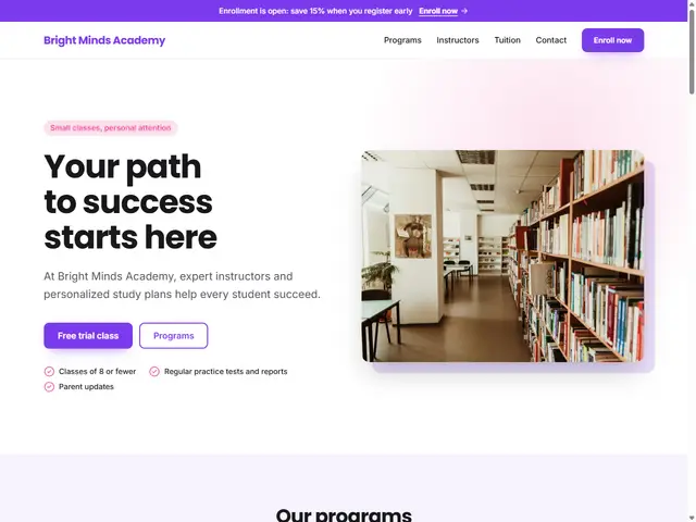 Courses & Tutoring template preview