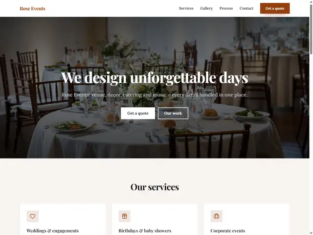 Weddings & Events template preview