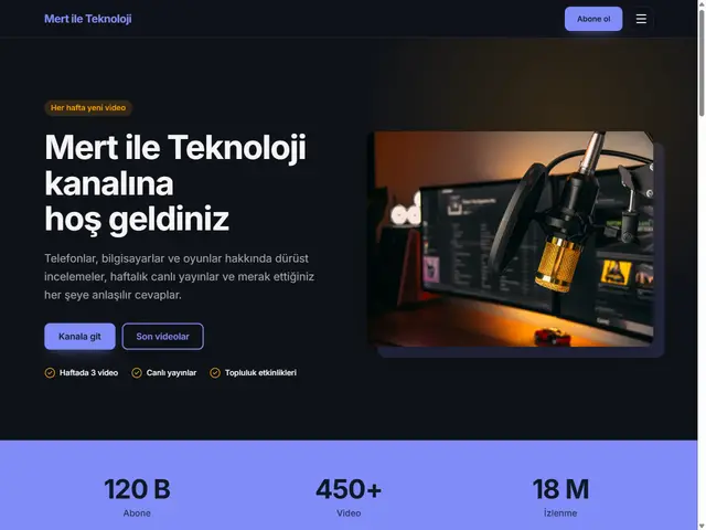 İçerik Üretici & Yayıncı şablonu önizlemesi