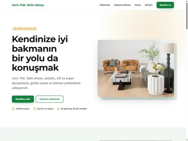 Psikolog & Danışman şablonu önizlemesi