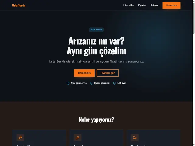 Usta & Teknik Servis şablonu önizlemesi